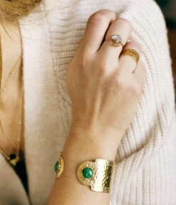 Jonc Hermana (Acier Doré) -Bijoux Fantaisie SBJ19935 01GRN P1