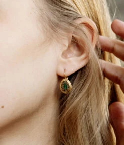 Boucles D'oreilles Florentine (Acier Doré) -Bijoux Fantaisie SED19808 01GRN P1