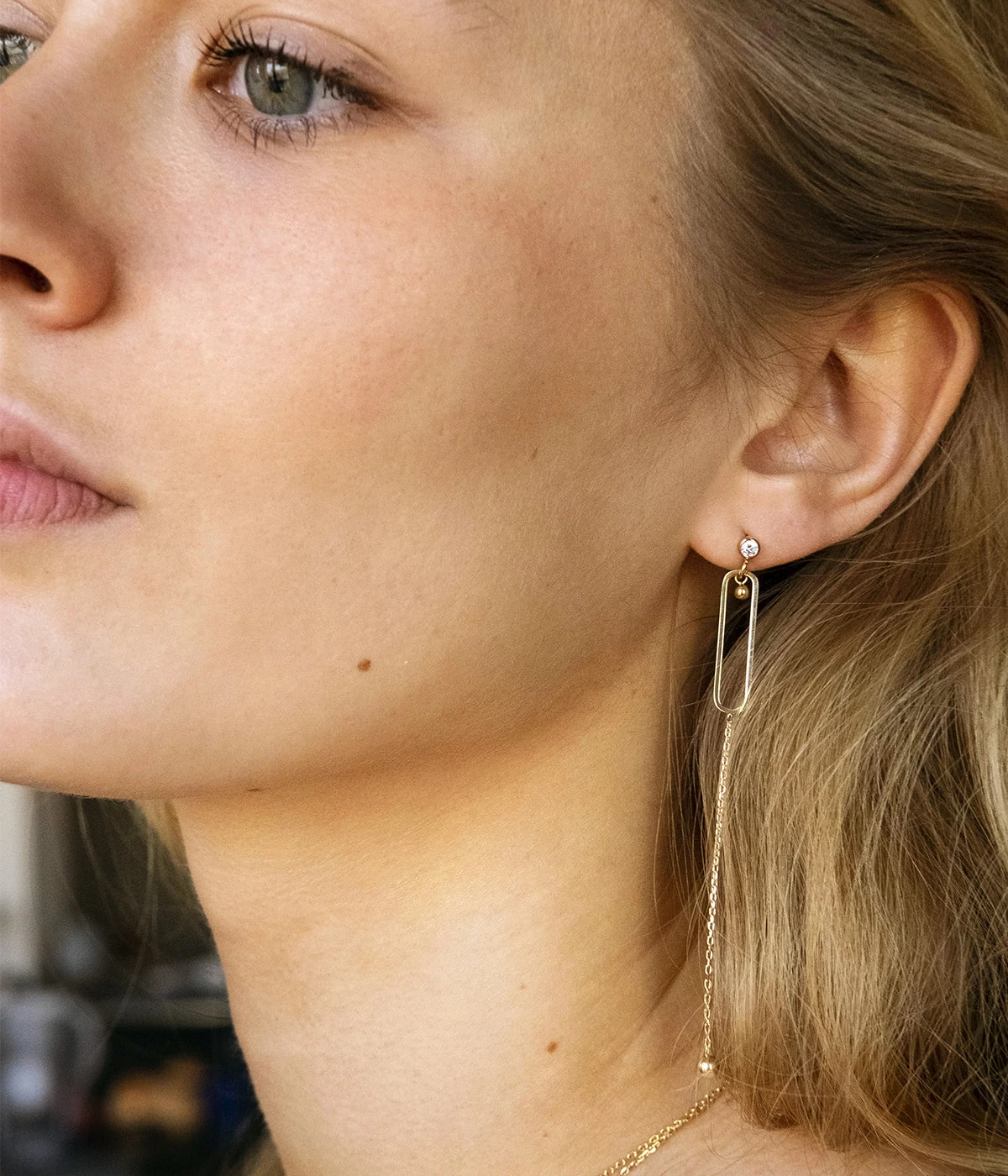 Boucles D'oreilles Lyra (Acier Doré) 4 Boucles D'oreilles Lyra (Acier Doré) – Image 2