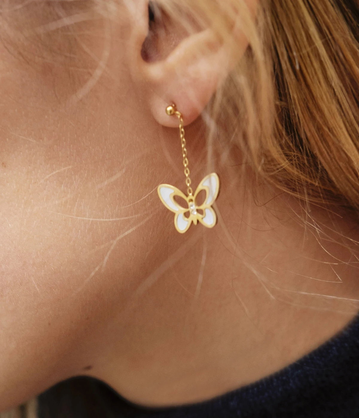 Boucles D'oreilles Mariposa (Acier Doré) 4 Boucles D'oreilles Mariposa (Acier Doré) – Image 2