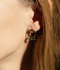 Boucles D'oreilles Thalie (Acier Doré) -Bijoux Fantaisie SEM18393 01GRN P