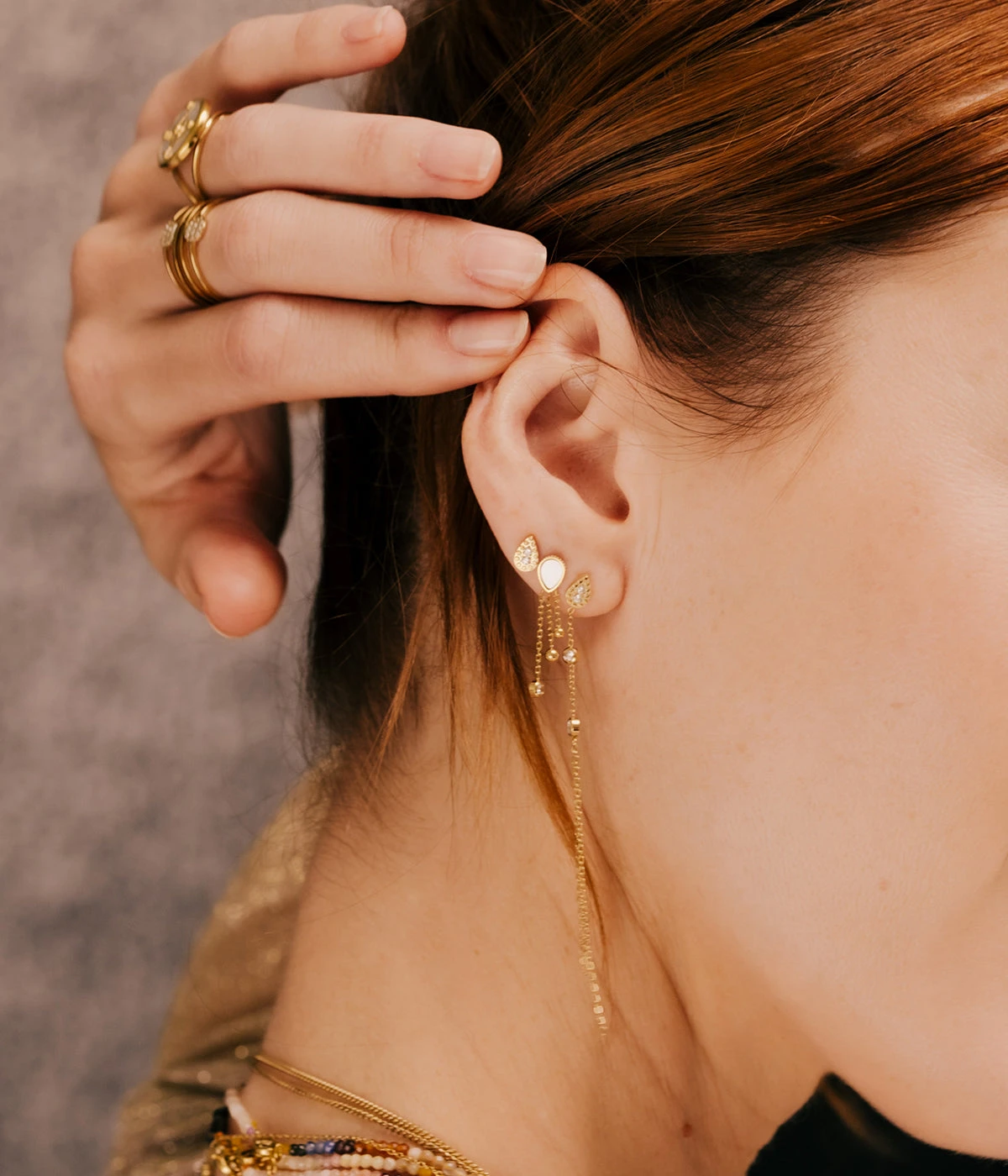 Boucles D'oreilles Softy (Acier Doré) 5 Boucles D'oreilles Softy (Acier Doré) – Image 3