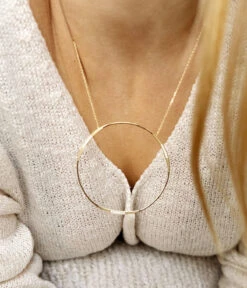 Collier Cirkel (Acier Doré) -Bijoux Fantaisie SNM20156 01WHT P1