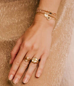 Bague Fame (Acier Doré) -Bijoux Fantaisie SRL09835 01WHT P