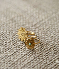 Bague Blomst (Acier Doré) -Bijoux Fantaisie SRM19952 01WHT NM1