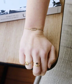 Bague Venus (Acier Doré) -Bijoux Fantaisie SRM20370 01WHT P3