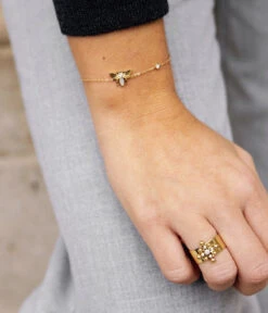 Bague Clara (Acier Doré) -Bijoux Fantaisie SRR18111 01WHT P1