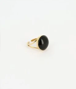 Bague Akilah (Acier Doré) -Bijoux Fantaisie bague akilah acier dore onyx noir