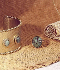 Bague Akilah (Acier Doré) -Bijoux Fantaisie bague akilah acier dore turquoise africaine nature morte