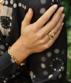 Bague Barrette (Acier Doré) -Bijoux Fantaisie bague barrette acier dore nacre 1 portee