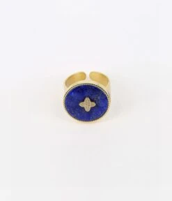 Bague Héra (Acier Doré) 17 Bague Héra (Acier Doré) -Bijoux Fantaisie bague hera acier dore lapis lazuli