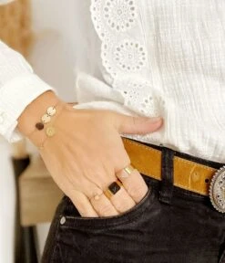 Bague Spoutnik (Acier Doré) -Bijoux Fantaisie bague spoutnik acier dore pierre de soleil portee