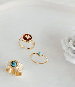 Bague Spoutnik (Acier Doré) -Bijoux Fantaisie bague spoutnik acier dore turquoise nature morte