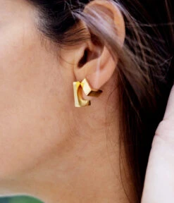 Boucles D'oreilles Esquire (Acier Doré) -Bijoux Fantaisie boucles doreilles esquire acier dore portees