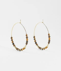 Boucles D'oreilles Favela (Acier Doré) -Bijoux Fantaisie boucles doreilles favela acier dore oeil de tigre