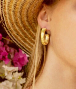 Boucles D'oreilles Gemma (Acier Doré) -Bijoux Fantaisie boucles doreilles gemma acier dore portees