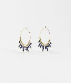 Boucles D'oreilles Incas (Acier Doré) -Bijoux Fantaisie boucles doreilles incas acier dore lapis lazuli