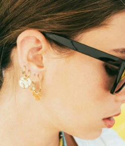 Boucles D'oreilles Incas (Acier Doré) -Bijoux Fantaisie boucles doreilles incas acier dore orange portees