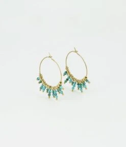 Boucles D'oreilles Incas (Acier Doré) -Bijoux Fantaisie boucles doreilles incas acier dore turquoise