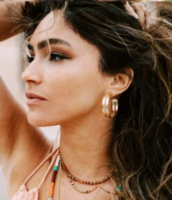 Boucles D'oreilles Kaylah (Acier Doré) -Bijoux Fantaisie boucles doreilles kaylah acier dore 2 portees