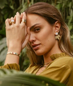 Boucles D'oreilles Magnolia (Acier Doré) -Bijoux Fantaisie boucles doreilles magnolia acier dore 1 portees