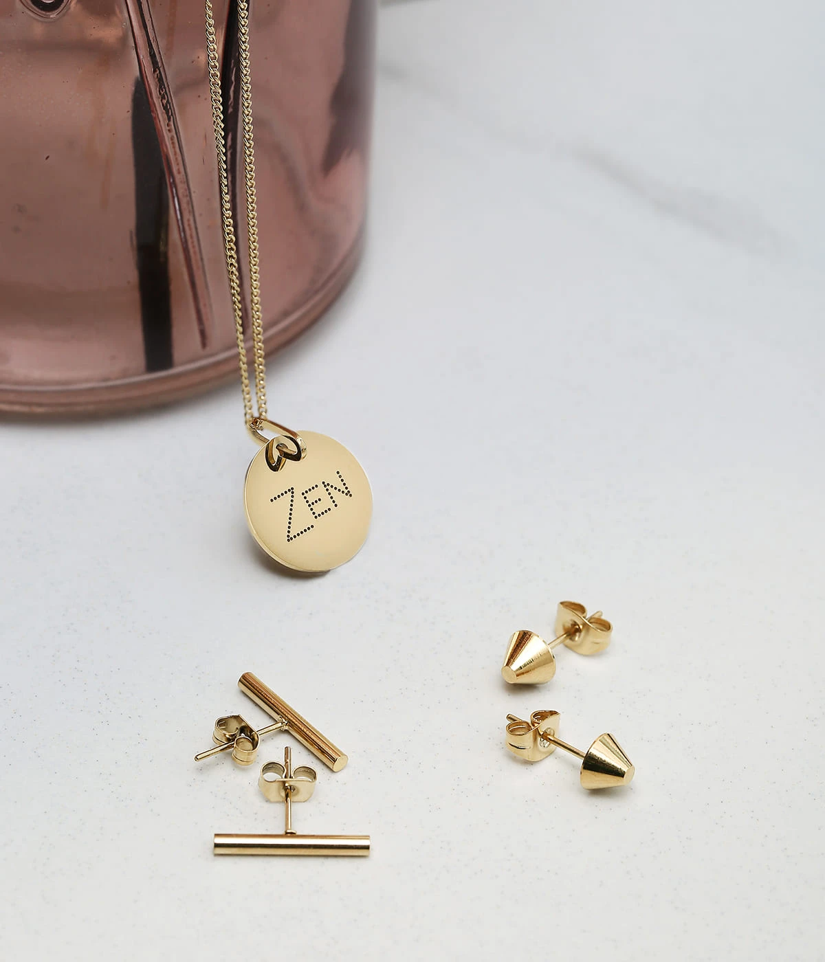 Boucles D'oreilles Mini Starck (Acier Doré) 5 Boucles D'oreilles Mini Starck (Acier Doré) – Image 3