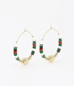 Boucles D'oreilles Salvatore (Acier Doré) -Bijoux Fantaisie boucles doreilles salvatore acier dore vert