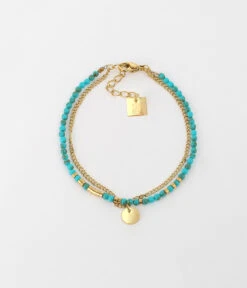 Bracelet Apache (Acier Doré) -Bijoux Fantaisie bracelet apache acier dore turquoise