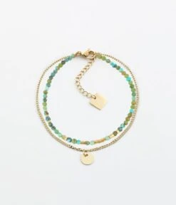 Bracelet Apache (Acier Doré) -Bijoux Fantaisie bracelet apache acier dore turquoise africaine