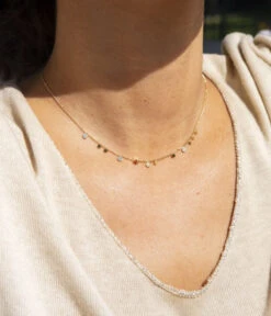 Collier Mini Confettis (Acier Doré) -Bijoux Fantaisie collier mini confettis acier dore